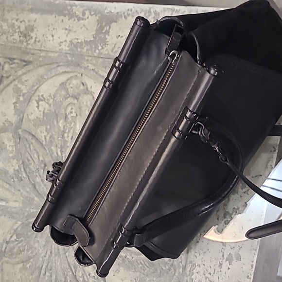 Coach Black Mixed Leather Satchel Crossbody Bag Purse - Picture 13 of 16